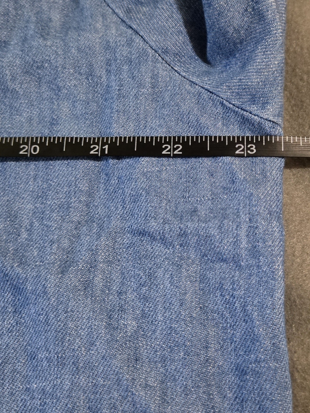Old Navy Chambray Peasant Blouse Large 100% Cotton Balloon Sleeve Blue - Picture 5 of 6